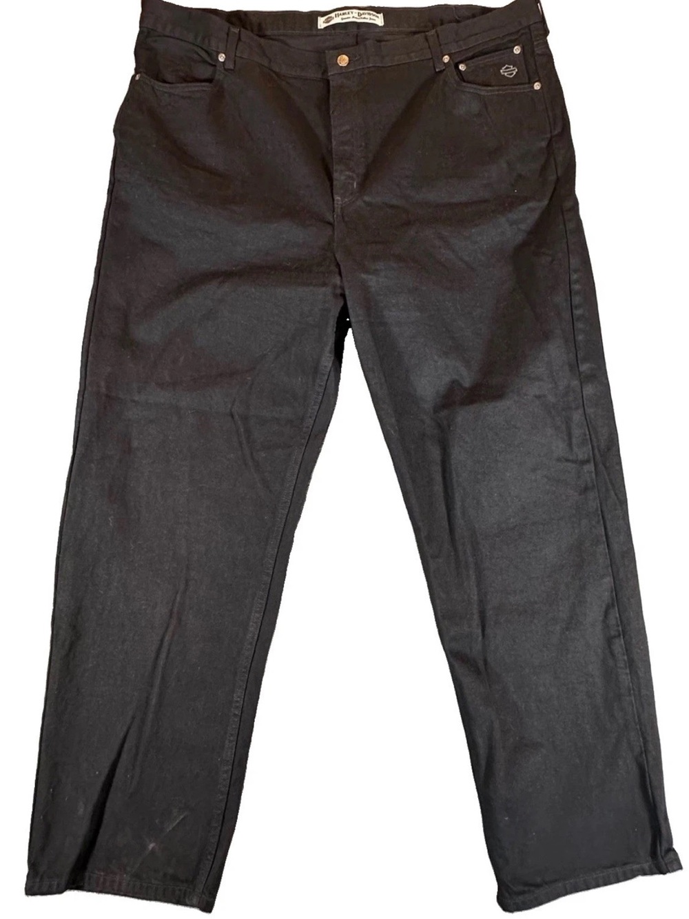 Harley Davidson Mens Black Relaxed Denim Jeans 46x32 Heavyweight Cotton Biker